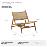 Fauteuil de jardin en teck massif de style nordique DL Outdoor, pour terrasse, maison de vacances, résistant à l'eau et au soleil, mobilier amovible