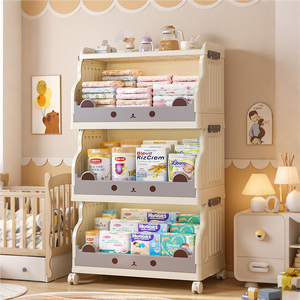Mehr schicht iges faltbares Bücherregal aus Kunststoff mit Rädern Funktionelles Bilderbuch und Spielzeugs chrank - Product Image 2