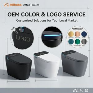 Toilette intelligente monobloc sans réservoir avec bidet intégré, chasse d'eau à capteur <span class=keywords><strong>de</strong></span> pied, siège chauffant, télécommande incluse, compatible S-Trap et P-Trap - Product Image 4