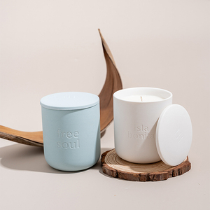 AIKUN <b>Large</b> Cylinder Ceramic Soy Wax Candle <b>Jar</b> Aromatherapy Candle Long Lasting Fragrance Single Wick for Home Office - Product Image 2