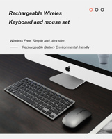 Fabriek Directe Verkoop Ultra-Dunne Oplaadbare Ergonomische 2.4Ghz Dual Mode Draadloze Toetsenbord En Muis Combo Set Voor Kantoor
