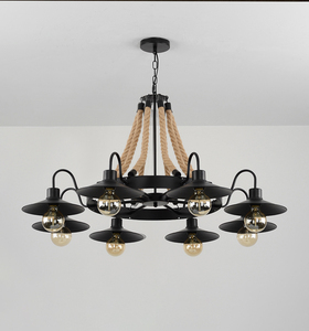 Gold Stainless Steel Chandelier <b>Rope</b> Design E26 Bulb Base 3500K Warm Light <b>LED</b> Adjustable Height Farmhouse Style Pendant Lamp - Product Image 2
