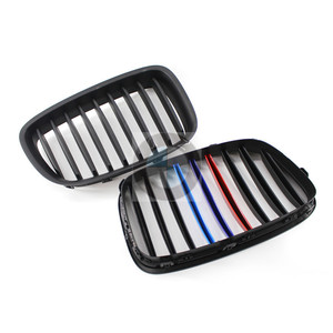 Parrilla Delantera para BMW Serie 5, Plástico ABS Negro Mate con Franjas Azules y Rojas para Parachoques 2010-2015 - Product Image 3