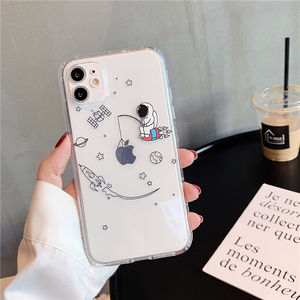 Funda negra para teléfono móvil de astronauta de dibujos animados en 3D para iPhone 14 13 12 11 pro Max para iPhone 15 funda man space - Product Image 3