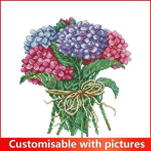 Kit de <span class=keywords><strong>Broderie</strong></span> Point de Croix Motif Bouquet d'Hortensias HD, Tissu <span class=keywords><strong>Aida</strong></span> Pré-imprimé ou à Broder Soi-même 16/14/11CT, Ensemble de <span class=keywords><strong>Broderie</strong></span> Manuelle DIY, <span class=keywords><strong>Toile</strong></span> pour Point d'Aiguille - Product Image 3