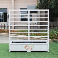 Jardinière en treillis autoportante pour l'extérieur, jardin en bois, boîte à légumes, support en bois massif, lit surélevé avec treillis