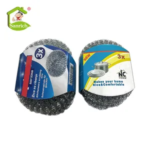 Galvanizado Banhado Aço Inoxidável Wool Scourer Bulk Packing Scrubber Scourer Bola para Limpeza de Cozinha