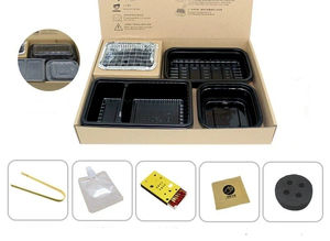 Boîte à barbecue en papier pour repas de groupe arabe avec grilles de barbecue intégrées, compartiment à charbon de bois, ensemble de brochettes, kebabs, rôtis, emballage - Product Image 3