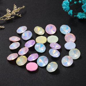 Strass en verre irisé à dos plat pour décoration d'ongles DIY, accessoires de bijoux scintillants, pierres précieuses rondes en cristal de 8 mm pour manucure - Product Image 4