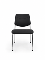 Chaise de visiteur moderne en cuir PU avec pieds en métal chromé, chaise de réunion, de conférence, de réception, de visiteur pour salle de formation scolaire