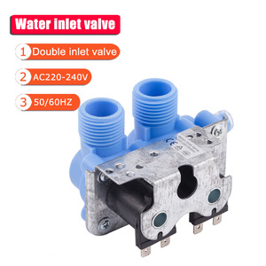 Vanne d'entrée d'eau authentique à double entrée, solénoïde électrique 220V pour pièces de réparation de machine à laver - Product Image 1