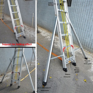 <span class=keywords><strong>Escalera</strong></span> Telescópica Multifuncional de Aluminio para Exteriores, Tipo Espiga, Plegable, Capacidad de Carga de 150 kg, Altura Extendida de 12 m - Product Image 3