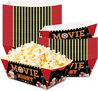 Boîte à popcorn pour soirée cinéma, barquette alimentaire jetable en papier de qualité alimentaire, plateau à collation personnalisé pour carnaval, pour salade et hot-dog
