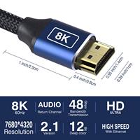 Câble HDMI plaqué or 8K 1m 1.5m 2m 3m 5m 10m 15m 20m 3D 1080P