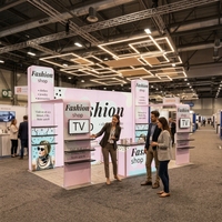 Stand d'exposition portable en aluminium 10x20 avec éclairage LED, arche et étagères pour salon professionnel