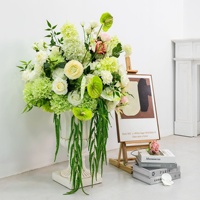Tren Baru Rangkaian Bunga Pernikahan Buatan Tangan Putih Hijau Buket Calla Lily Buatan Mawar Hydrangea Bola Bunga 60cm