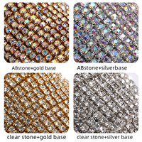 Vente en gros de griffes en verre cristal avec strass pour chaussures et fabrication de bijoux avec motif à coudre à double rangée de griffes et chaîne avec strass complet