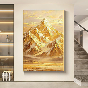 Dafen Village Oil Painting Golden Mountain Landscape Modern Minimalist Metal <b>Frame</b> Decorative Art For Living Room Sofa <b>Wall</b> - Product Image 1