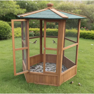 SDB004 Jaula para Pájaros de Exterior, de Madera, Grande, con Plataforma de Juego, Perchas, Nido, Hábitat, Incluye Casa Fácil de Limpiar - Product Image 2
