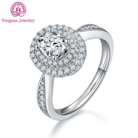 Fabriek Directe Verkoop Luxe Real Mossanite Ring 1.0ct Ovaal Gesneden 5*7 Mm 925 Zilver Witte Kleur Moissanite Vrouwen Vingerringen
