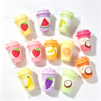Lot de 12 jouets anti-stress en PU souple à rebond lent, motif tasses de thé au lait imprimées de fruits, pour enfants, idéal pour les fêtes, vente en gros