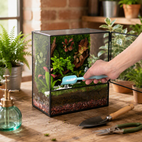 Terrarium carré en mousse stabilisée, écran de présentation de Noël, mini paysage artistique, ornement de bureau en acrylique avec mousse séchée naturelle