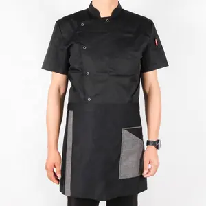 CHANGRONG Custom Black Cotton Kitchen Restaurant Waiter Short Waist Apron