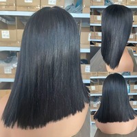 Perruques Courtes Bob en Cheveux Humains Vierges Super Double Drawn avec Fermeture en Dentelle 5x5 pour Femmes