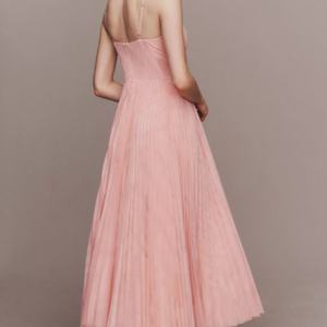 Vestido Midi Casual con Corsé Bordado Floral, Plisado de Tul, Corte Ajustado y Evase, Decoración de Encaje Calado con Patrón Floral para Citas de Verano - Product Image 3