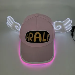 Carino Anime Dr. Crollo LED cappello al Neon Arale cappellino da Baseball con ali d'angelo rosa luminoso cappello da festa per ragazze donne Costume di Halloween - Product Image 1