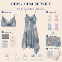 Robe asymétrique personnalisée style vintage doux, col en V, ourlet mousseline, à volants, longueur genou, printemps-été, OEM ODM, vente en gros, faible MOQ