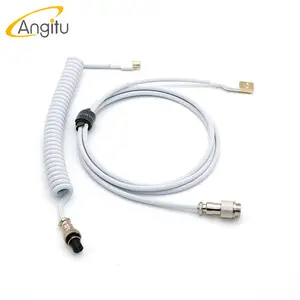 Angitu Dropshipping Tight Coil Aviator USB Type C Data Coiled Mechanical Keyboard USB Cable