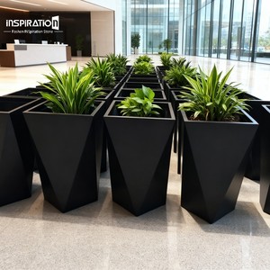 Grands pots ronds de sphère extérieure, pot de fleur en fibre de <span class=keywords><strong>verre</strong></span> de jardin d'hôtel, jardinières et pots en FRP pour plantes - Product Image 2