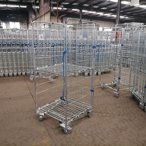 Ağır Yük Taşıma Paslanmaz Çelik Rulo Konteyner Katlanabilir Hareketli Portatif Katlanır Tekerlekli Lojistik Kafes Arabası 350kg - Product Image 1