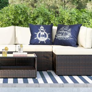 <span class=keywords><strong>Funda</strong></span> de <span class=keywords><strong>almohada</strong></span> <span class=keywords><strong>azul</strong></span> marino náutico, diseño de torre de luces con ancla y brújula de velero, para sofá cama, decoración residencial junto al lago - Product Image 3