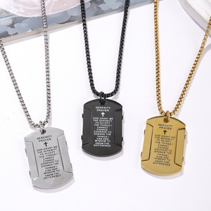 Ожерелье-подвеска унисекс YUNLAN из нержавеющей стали с позолотой 18K, винтажное, с гравировкой «Молитва о спокойствии», на бамбуковой цепочке - Product Image 1