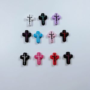 Cuentas de <span class=keywords><strong>silicona</strong></span> con forma de cruz de Jesús para pulseras DIY, cadenas de <span class=keywords><strong>chupete</strong></span> y soporte para bolígrafo - Product Image 5