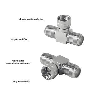 Divisor de cable coaxial tipo F 2 en 1 salida Conector de 3 vías F macho a doble F hembra Adaptador de conector tipo T para <span class=keywords><strong>antena</strong></span> de <span class=keywords><strong>TV</strong></span> Video VCR - Product Image 3
