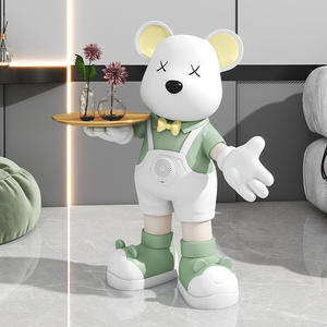 Büyük Reçine El Boyaması Melek Aşk Ayısı ve Ay Müzikal Heykel Premium Düğün Zemin Dekorasyonu - Product Image 2