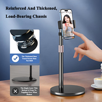 Support de téléphone de bureau en métal télescopique de luxe en acier au carbone avec logo personnalisé, base ronde et hauteur réglable