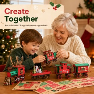 Juguetes Educativos DIY para Niños, Nuevo Producto, Juego de <span class=keywords><strong>Tren</strong></span> de Madera Navideño DIY, Crea <span class=keywords><strong>Tu</strong></span> Propio Juego de <span class=keywords><strong>Tren</strong></span> de Madera Navideño - Product Image 5