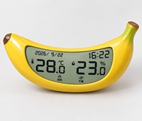Thermomètre hygromètre numérique LCD d'intérieur avec horloge, moniteur de température et d'humidité, fixation murale, matériau PVC, style moderne, promotionnel