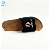 Sandales à bout ouvert pour hommes L&J OEM ODM, logo personnalisé imprimé, semelle intermédiaire en liège, tongs d'été pour la plage, commande en gros