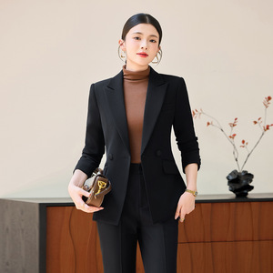 Women's Pink Suit <b>Set</b> Full Sleeve Notched Collar Spring <b>Office</b> Lady Formal Wear - Product Image 4