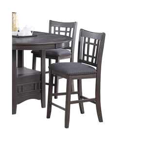 DB Lot de 2 chaises de salle à manger à hauteur de comptoir en bois massif gris dos carré ouvert avec coussin rembourré chaises hautes Furnitu - Product Image 5