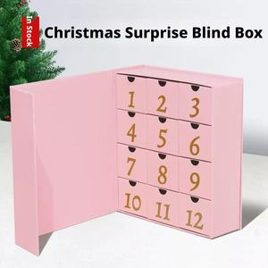 Boîte de calendrier de l'<span class=keywords><strong>avent</strong></span> de Noël rose réutilisable en gros, vierge, 12 jours, pour l'emballage de cosmétiques, bougies, porte-clés et bijoux - Product Image 3