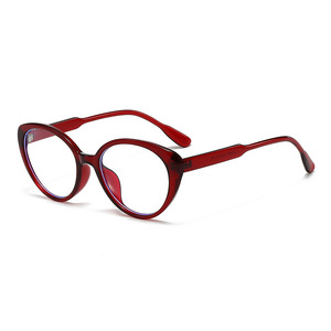 Montures de lunettes œil-de-chat pour femmes, monture complète rouge unie, légères, design tendance avec verres transparents - Product Image 1