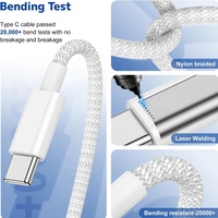 En Stock 1m 2m Câble de Charge USB-C vers USB-C 60W Tressé en Nylon, Cordon USB C vers USB C PD 60W Câble de Charge Rapide Type C