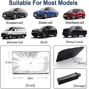 Custom Logo Car Sunshades <b>Foldable</b> UV Blocking 190T Car <b>Umbrella</b> Car Front Windshield Protector Sunshade <b>Umbrella</b> - Product Image 4