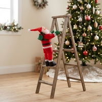 Pendentif décoratif Père Noël grimpant sur une échelle, en plastique, pour arbre de Noël ou à suspendre au mur, poupée en corde, fournisseur chinois de décorations de Noël festives